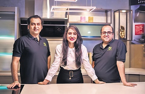 Abhishek Chadha with wife Aashita and Vinayak Chadha