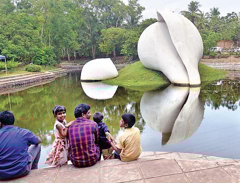 The conch sculpture made by Kanayi Kunhiraman at Veli tourist village. Its renovation has drawn criticism from various corners | Vincent Pulickal