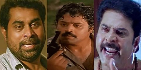 From Left: Suraj in Action Hero Biju, Suresh Gopi in Manu Uncle and Mammootty in Narasimham.