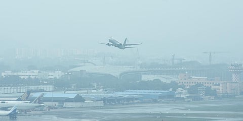 After Deepavali celebrations, thick blanket of smog covered the city scape on Sunday. (Photo| Ashwin Prasath, EPS)