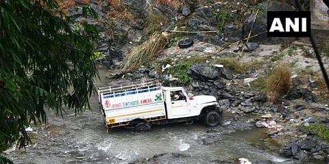 Seven killed, one injured after a vehicle fell down in Suketi Khad water stream near Pullghrat area of Mandi district at around 3 am today. (Photo | ANI)