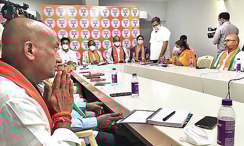 Telangana BJP election management committee meets to discuss poll strategy at the party’s State office in Nampally on Sunday
