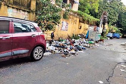 Garbage piled up on the streets of Mandaveli for the past two days