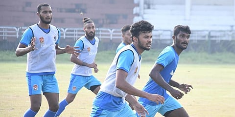Gokulam Kerala players during a training session. (Photo | Twitter)