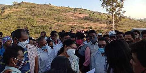 Assistant Collector of Koraput district Archana Dash at Odisha-Andhra Pradesh border. (Photo| EPS)