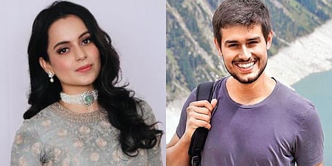 (L) Actress Kangana Ranaut and (R) YouTuber Dhruv Rathee (Photo | Twitter)