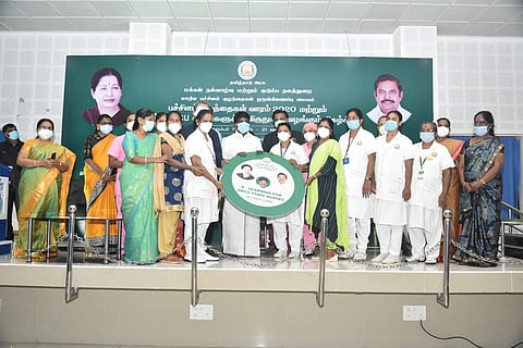 Health workers commemorate new born care week in Chennai on Saturday (Photo | EPS)