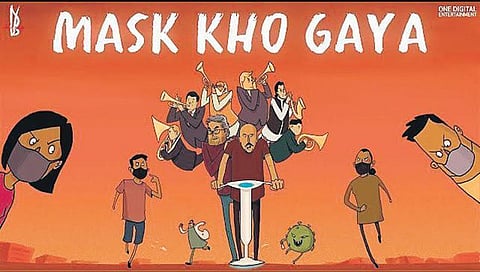 Mask Kho Gaya (Mask Is Missing), a new music video composed and written by Vishal Bhardwaj and voiced by Vishal Dadlani. (YouTube Screengrab)