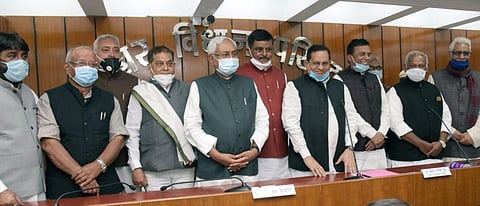 Devesh Chandra Thakur and Neeraj Kumar of the JD(U), BJP's Nawal Kishore Yadav and NK Yadav, CPI's Sanjay Kumar Singh and Kedar Nath Pandey and state Congress president Madan Mohan Jha (Twitter)