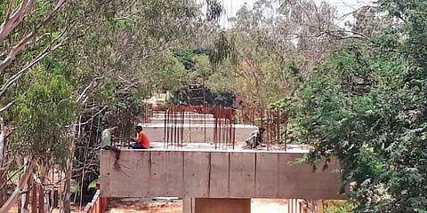 Construction underway on the Road Over Bridge at Baiyappanahalli. (Photo | EPS)