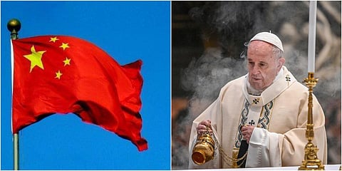 Chinese flag (L) and Pope Francis (File photo| AP)