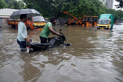 A waterlogged road in Chennai on Wednesday (Photo | R Satish Babu, EPS)