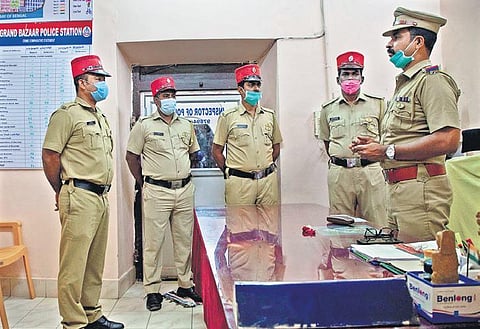 The four constables of Grand Bazaar police station in Puducherry | G PATTABI RAMAN