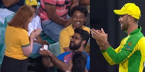 Australia all-rounder Glenn Maxwell congratulated the couple by applauding them from the field. (Photo | YouTube Screengrab)