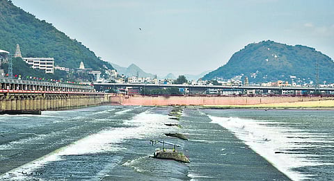 Following incessant rains due to Cyclone Nivar, surplus water being released from Prakasam Barrage in Vijayawada on Saturday | Prasant Madugula