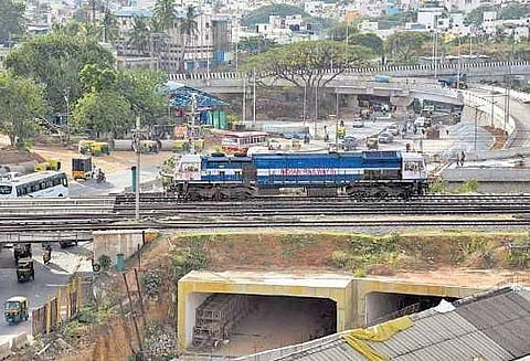 The road underbridge near the second entry to KSR Railway Station.