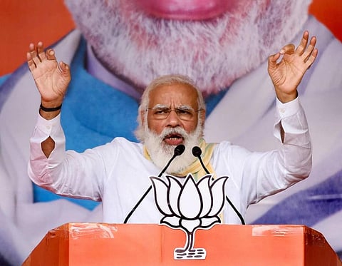 Prime Minister Narendra Modi addresses a rally. (File Photo | PTI)