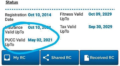 The registration details of a vehicle available on the Parivahan Sewa portal