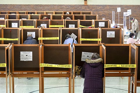 Voters cast their ballots at the St. Elizabeth of Hungary Parish Center in North Adams, Massachusetts. (Photo | AP)