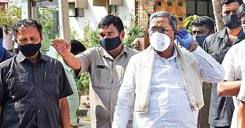 Congress Legislature Party leader and former CM Siddaramaiah during a visit to Mysuru on Wednesday | Udayshankar S