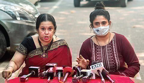 Akshata and Adnya, the wife and daughter of late Anvay Naik, in Mumbai | PTI