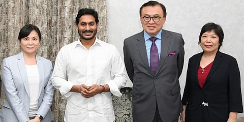 Taipei Economic and Cultural Center director-general Ben Wang met Andhra Pradesh CM YS Jagan Mohan Reddy. (Photo| EPS)