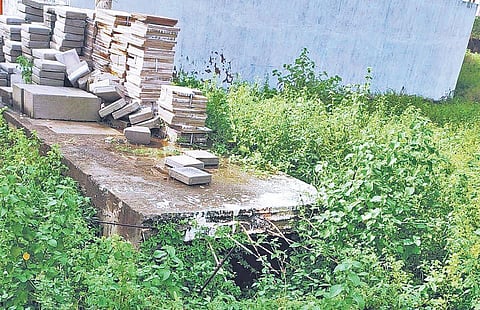 The concrete drain that runs through Adayalampattu village. (Photo | EPS)