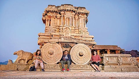 NITI Ayog CEO Amitabh Kant and his family visit Hampi on Sunday | Shivashankar Banagar