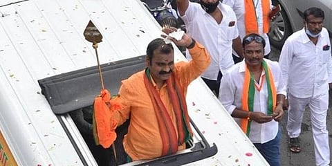 BJP state president L Murugan during Vel yatra (File Photo | EPS/R.Satish babu)