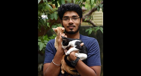Ashwath and his many animal companions. (Photo | R Satish Babu, EPS)