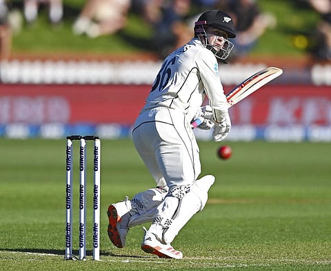 New Zealand's Henry Nicholls watches a shot he made against the West Indies during play on the first day. (Photo | AP)