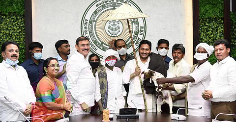 CM YS Jagan Mohan Reddy launches Jagananna Jeeva Kranthi at his camp office in Tadepalli on Thursday. (Photo | Express)