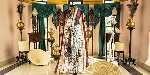 A Santhali sari at the 200-year-old Belgadia Palace-turned-homestay of Mayurbhanj. (Photo| Instagram)