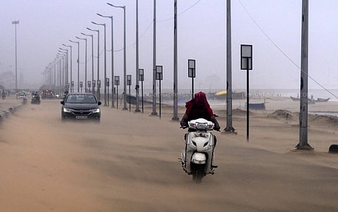 Gusty winds seen in some coastal areas of Chennai. (Photo | Debadatta Mallick, EPS)