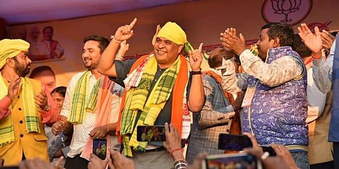 Himanta Biswa Sarma during campaign.