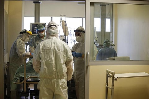 Doctors tend to a coronavirus patient in the Intensive Care Unit at the Varese’s Circolo Hospital, in Varese, Italy. (Photo | AP)
