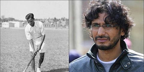 Hockey legend Dhyan Chand (L) and director Abhishek Chaubey