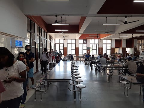 Scene at IIT M canteen where some of the students are seen without masks. It is suspected that overcrowding at Himalayan mess was the reason for the Covid cluster. (Special Arrangement)