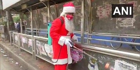 Ashok Kurmi dressed up as Santa Claus. (Photo | ANI)