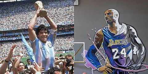 Diego Maradona (L) and Kobe Bryant (R) (Photo | AP)