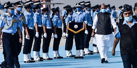 Defence Minister Rajnath Singh attends graduation parade at Airforce Academy in Dundigal. (Photo | Vinay Madapu, EPS)