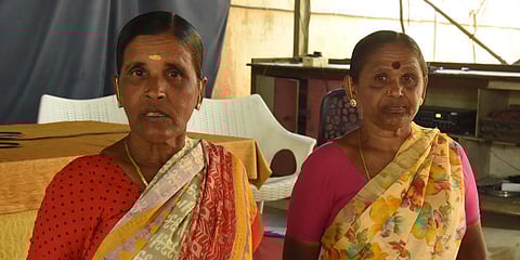Panga Anasuya (L) and Panga Manemma, whose lands were taken by the government to built Pharma city. (Photo| RVK Rao, EPS)