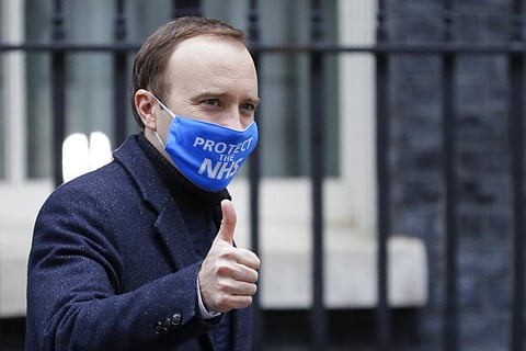 Britain's Health Secretary Matt Hancock leaves Downing Street in London. (Photo | AP)
