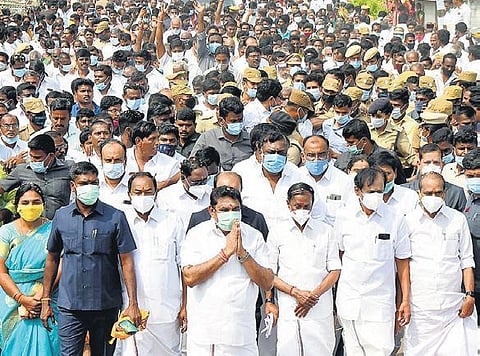 CM Edappadi K Palaniswami kickstarted his campaign for 2021 Assembly elections after visiting a temple in Salem on Saturday