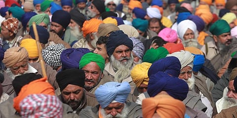 Farmers during their protest against the new farm laws at Singhu border in New Delhi. (Photo | Shekhar Yadav, EPS)