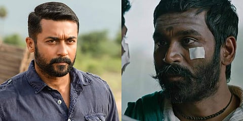 Suriya(L) in Soorarai Pottru and Dhanush in Asuran. (Photo | Cinema Express)
