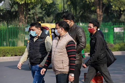 People not maintaining social distancing in New Delhi on Monday. (Photo | Shekhar Yadav/EPS)