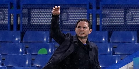 Chelsea head coach Frank Lampard gestures during the EPL match against West Ham at Stamford Bridge, London. (Photo | AP)