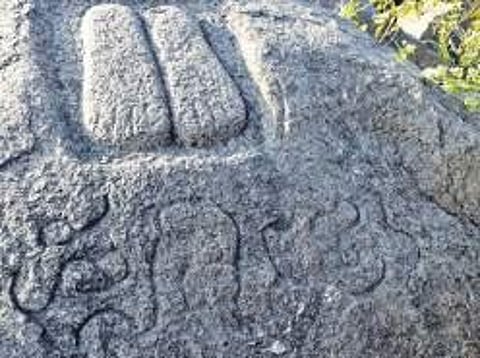 Footprint of Jain monk at Patagudur in Jagtial district