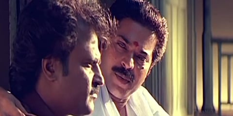 Rajinikanth (L) and Mammootty (L) in the movie 'Thalapathi'. (Photo | YouTube Screenshot)